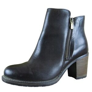 Eric Michael Womens 38 Brown‎ Leather Ankle Boots Block Heel Side Zip Shoes